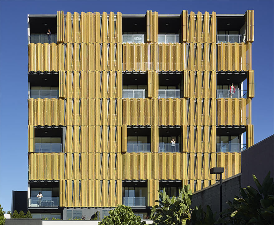 Cyclone shutters installed on an apartment building in Sydney